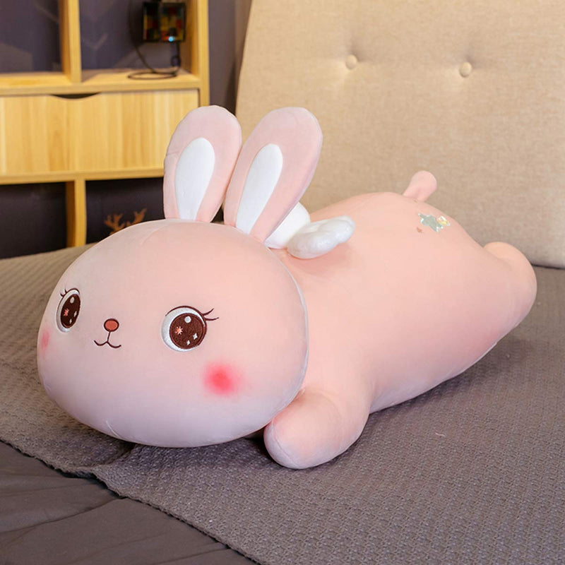  [AUSTRALIA] - 19.6" Pink Bunny Plush Stuffed Animal Pillow,Super Soft Cartoon Hugging Pillow Bunny Plush Toys,Cute Rabbit Doll Throw Pillow with Wings Coral
