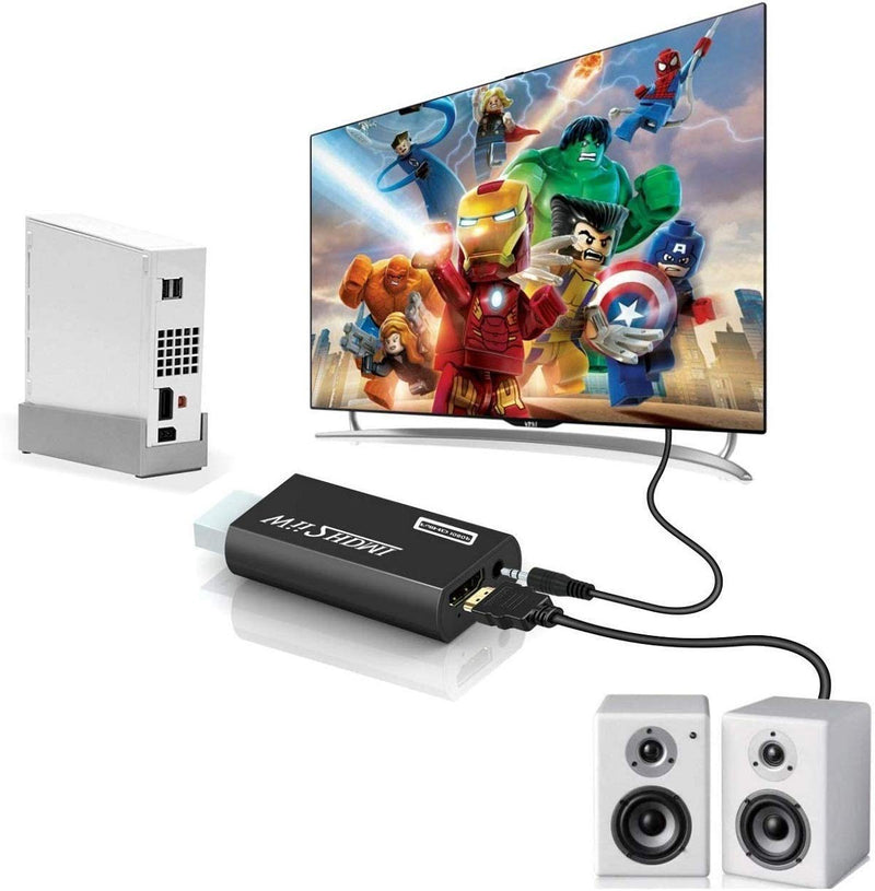 Wii Hdmi Converter Adapter, Goodeliver Wii to Hdmi 1080p Connector Output Video 3.5mm Audio - Supports All Wii Display Modes, Black - LeoForward Australia