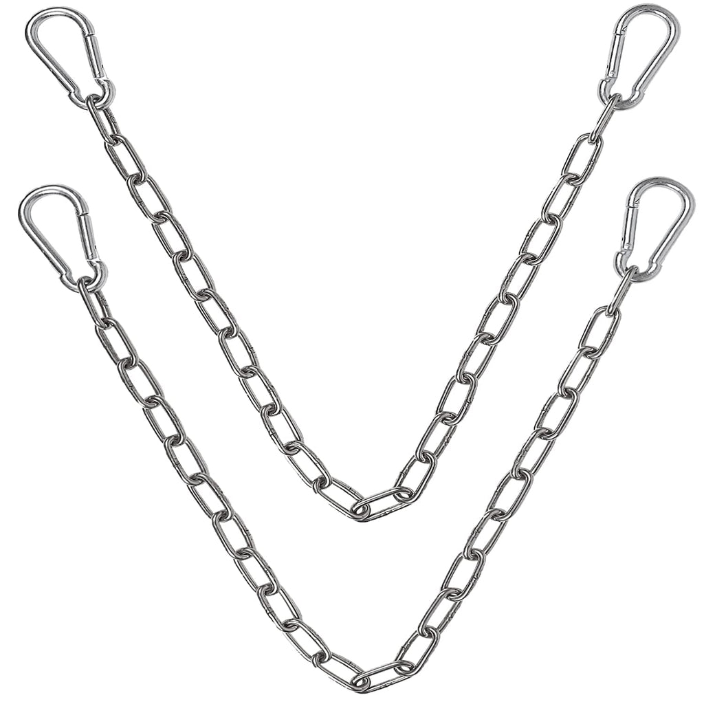  [AUSTRALIA] - Hammock Hanging Chain 2PCS Porch Swing Chain Hanging Chair Chain with 4 Carabiners Hammock Chair Hardware for Indoor Outdoor Playground Hanging Chair Hammock Chair Punching Bags(23") (2) 2