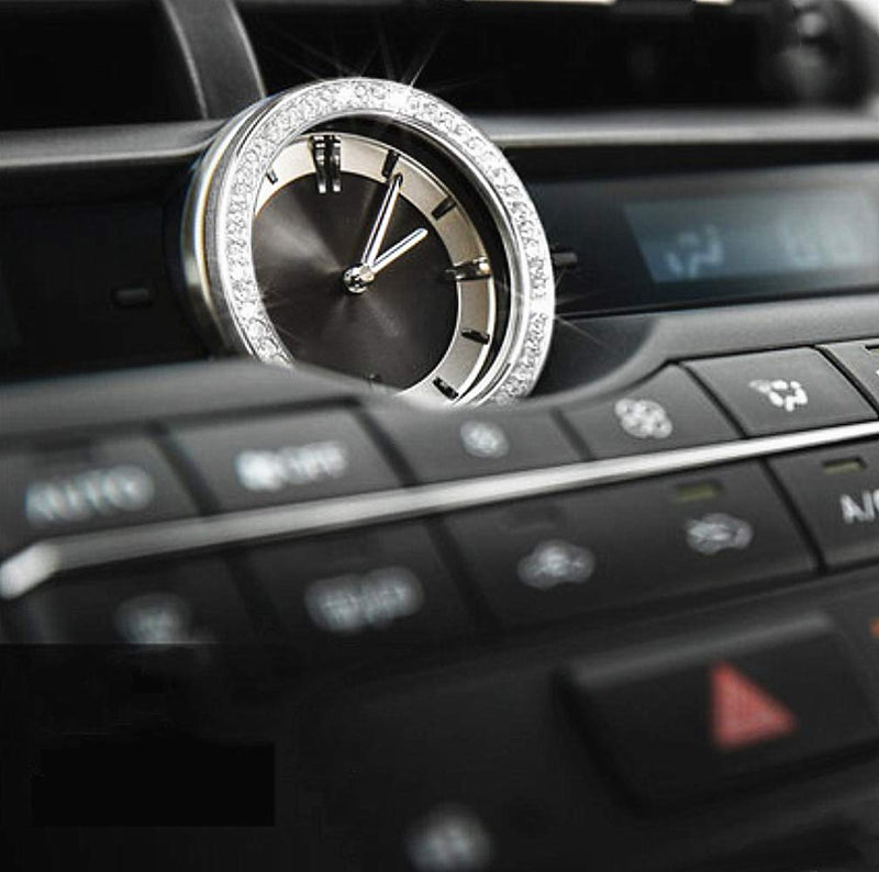 HAILWH Bling Interior Accessories Fit for Lexus NX200 300 2015-2017 Rhinestone Crystal Fashion Modification Accessories (Silver, Clock Ring 1pcs) silver - LeoForward Australia