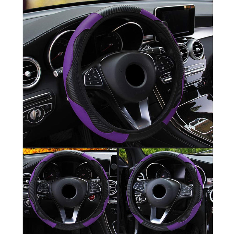  [AUSTRALIA] - Yuauy Steering Wheel Cover Microfiber Leather Anti-Slip Universal Car Steering Wheel Cover Faux Leather for Car Accessories Auto Car Without Inner Ring (Purple)