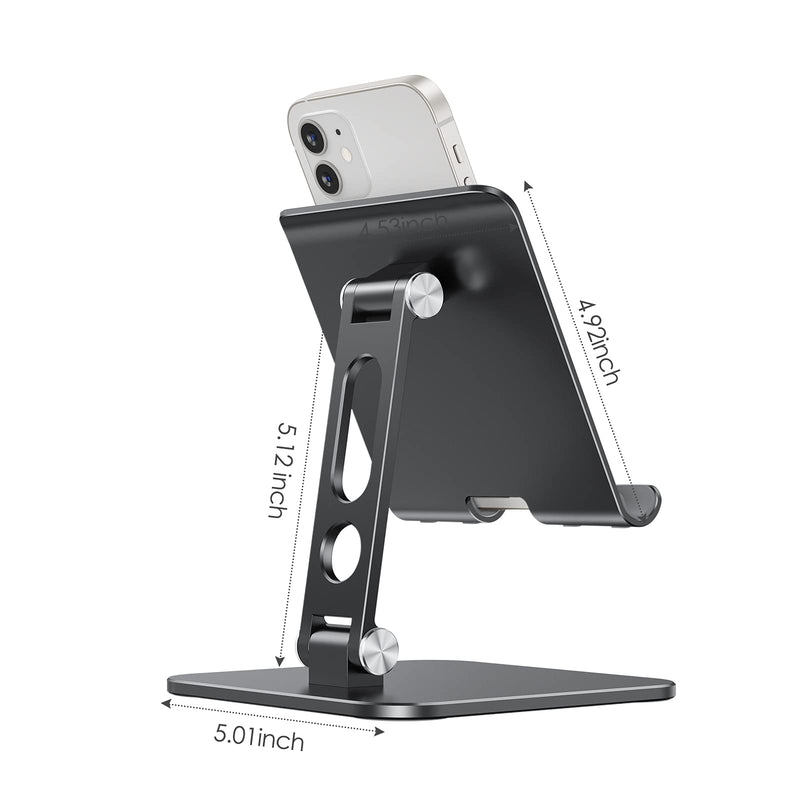  [AUSTRALIA] - Upgraded Adjustable Tablet Stand Holder - OMOTON iPad Stand Holder with Heavier Base, Heavy Duty Aluminum Foldable Desktop Tablet Dock Compatible with iPad 9th gen, iPad Mini 6 /Air/Pro, Black