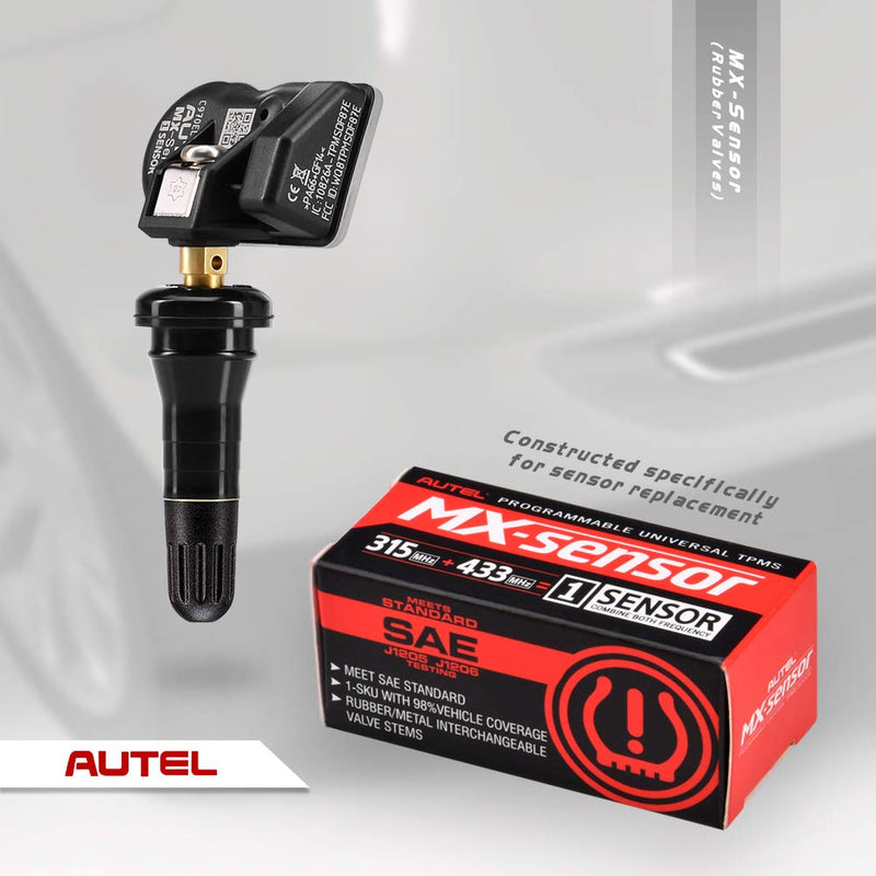  [AUSTRALIA] - Autel TPMS Sensor (Screw-in 315MHz + 433MHz) OE-Level 100% Clone-able Programmable Sensor Fits 98% Mainstream Vehicles with Rubber Valves for Tire Pressure Monitoring System