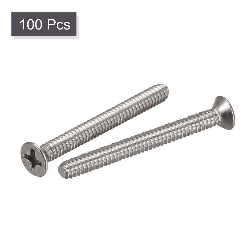  [AUSTRALIA] - uxcell 6#-32x1-1/2" Flat Head Machine Screws Phillips 304 Stainless Steel Bolts 100pcs