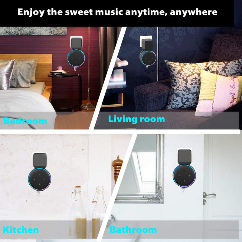  [AUSTRALIA] - Echo Dot Wall Mount Holder, Echo Dot Mount 3rd Generation Space-Saving Accessories for Dot (3rd Gen) Smart Speakers, Clever Echo Dot Accessories with Built-in Cable Management Hide Messy Wires Black