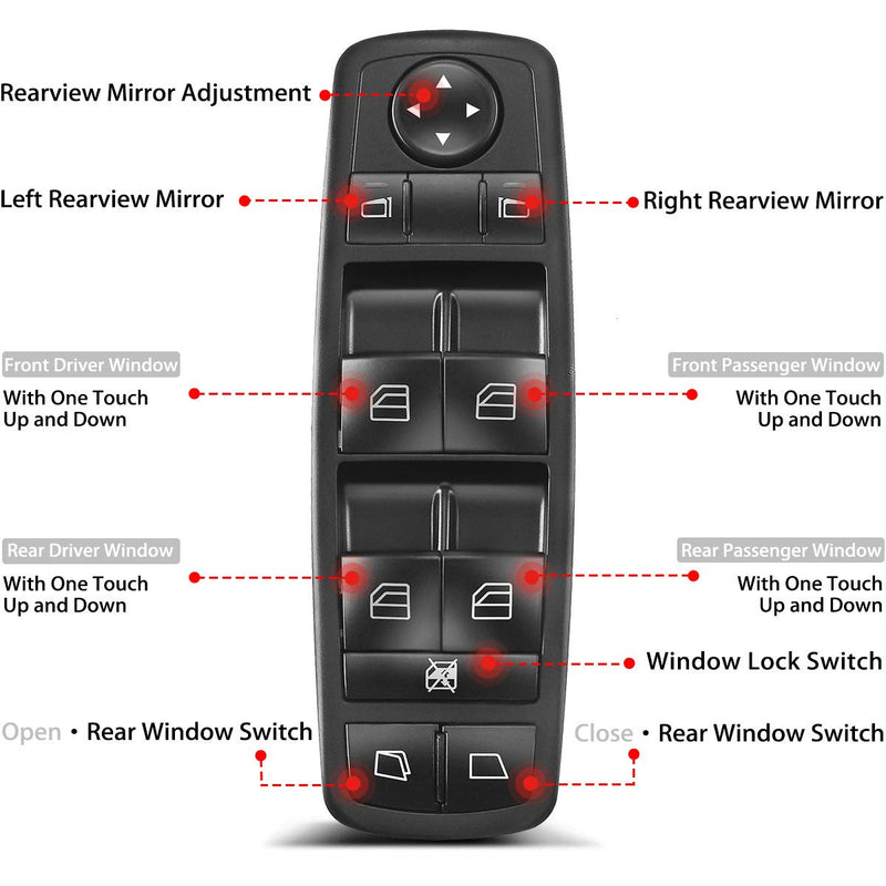 A-Premium Power Master Window Switch Replacement for Mercedes-Benz X164 W164 W251 GL320 GL350 GL450 GL550 ML320 ML500 R350 R500 Front Left Driver Side - LeoForward Australia