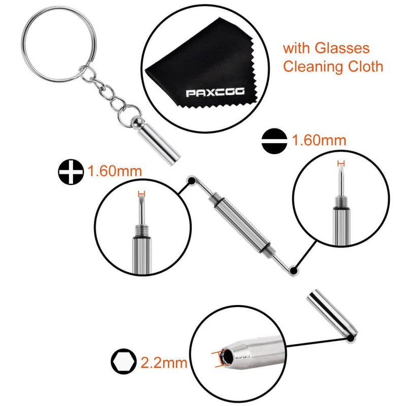  [AUSTRALIA] - Paxcoo Eyeglass Repair Kit with 6 Pcs Magnetic Screwdrivers and Glass Screw for Glasses, Eye Glass, Sunglass Repair