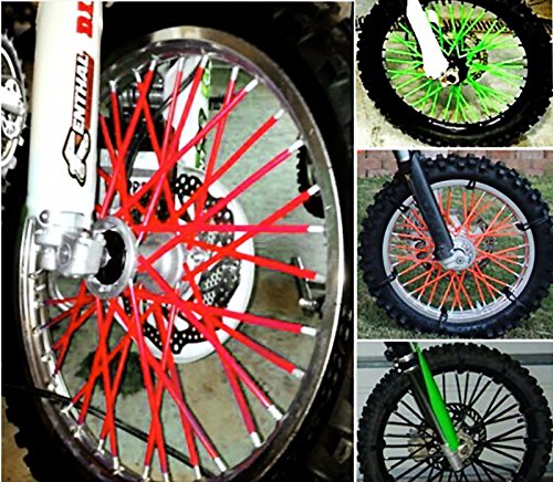 TESWNE 72Pcs Motorcycle Dirt Bike Wheel Rim Spoke Covers Wrap Decor Protector (Red) Red - LeoForward Australia