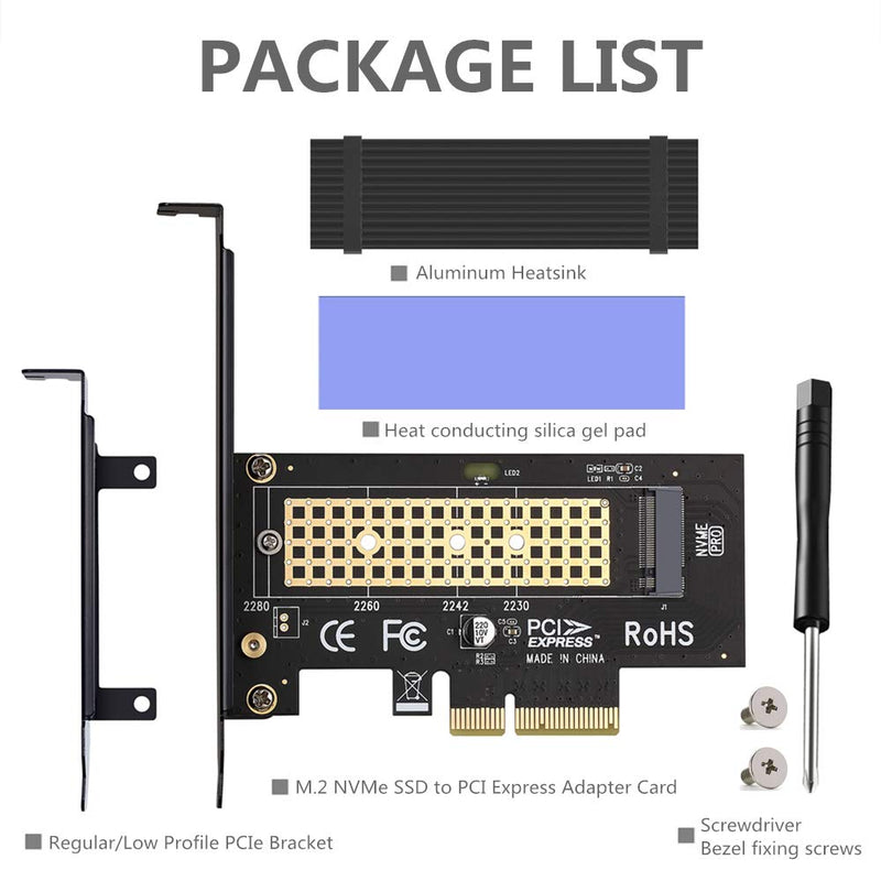 M.2 NVME to PCIe 3.0 x4 Adapter with Aluminum Heatsink Solution - LeoForward Australia