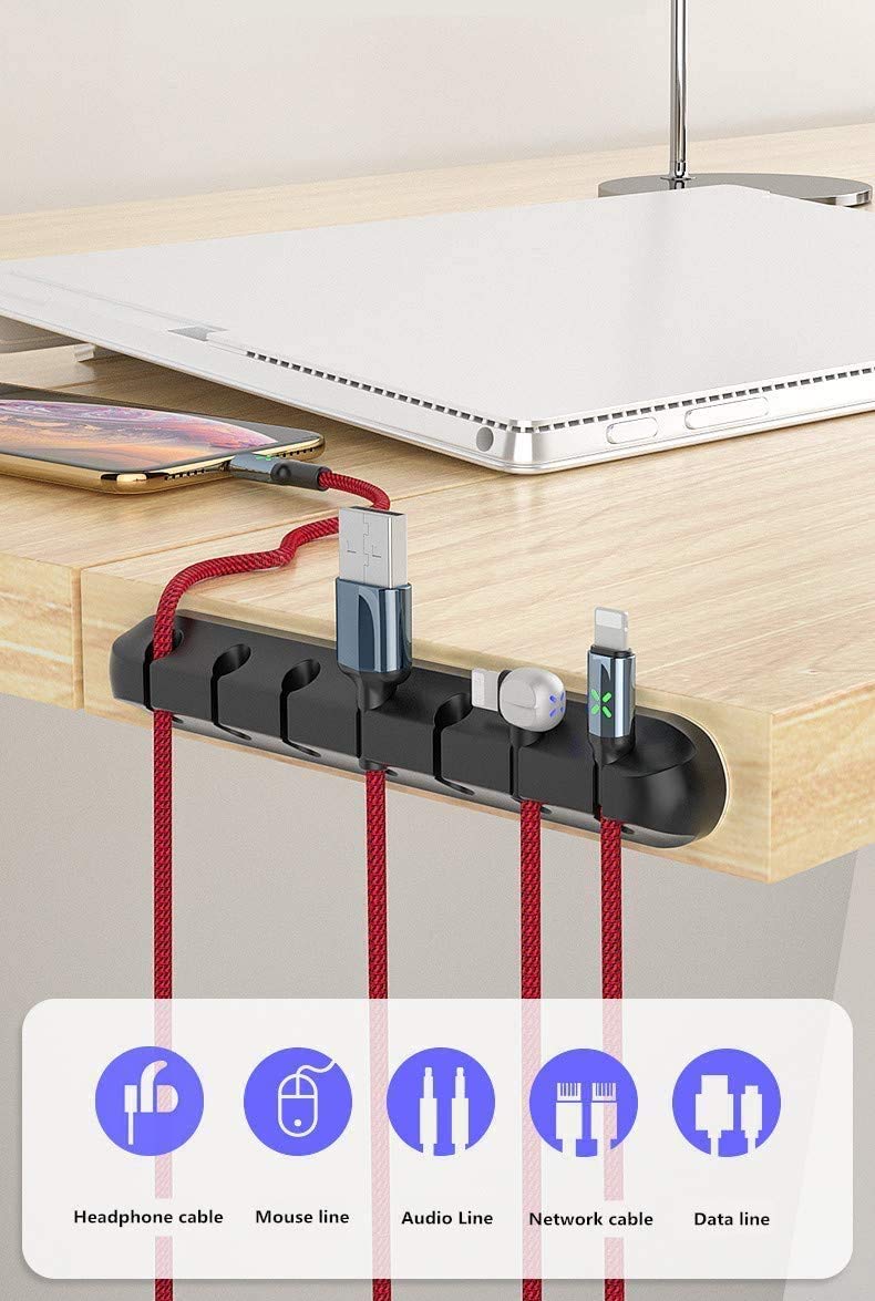  [AUSTRALIA] - Cable Holder Clips Cord Management Desktop Cable Organizer Adhesive Hooks,Wire Cord Holder for Power Charging Cord,Mouse Cable,USB Cord,PC, Office and Home(7 Bay) 7 Bay