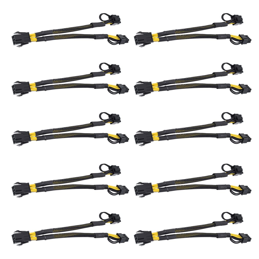  [AUSTRALIA] - Pcie Extension GPU Cable 6 Pin Female to Dual 8 Pin Male Bitcoin Mining Adapter Power Cable,VGA Y Splitter Video Graphics Card Cable (9 inch,10 Pack) 6Pin