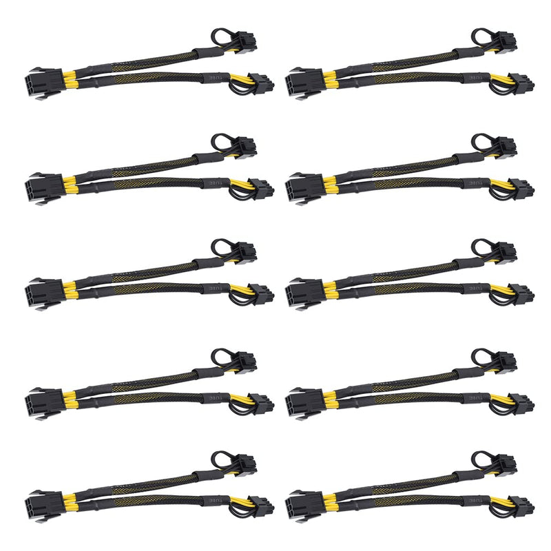  [AUSTRALIA] - Pcie Extension GPU Cable 6 Pin Female to Dual 8 Pin Male Bitcoin Mining Adapter Power Cable,VGA Y Splitter Video Graphics Card Cable (9 inch,10 Pack) 6Pin