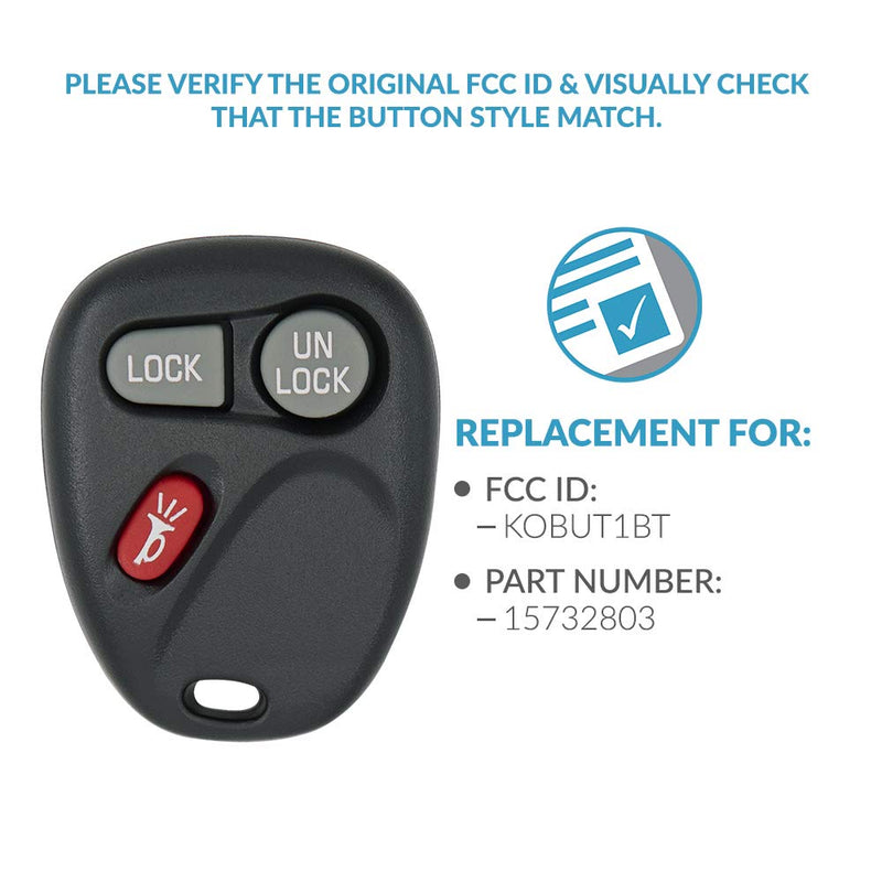 Keyless2Go Replacement for Keyless Entry Car Key Vehicles That Use 3 Button 15732803 KOBUT1BT - 2 Pack - LeoForward Australia