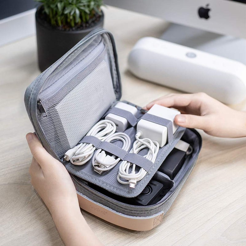  [AUSTRALIA] - pack all Electronic Organizer, Cable Organizer Bag, Cord Travel Organizer for Cables, Chargers, Phones, USB cords, SD Cards (Gray) Gray