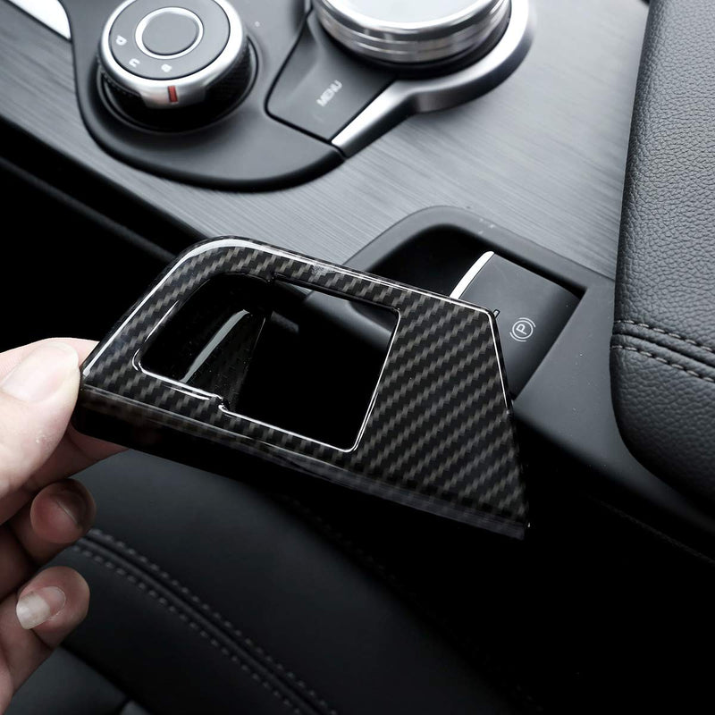 YUECHI Carbon Fiber Style for Alfa Romeo Giulia 2017-2018 ABS Plastic Car Interior Electronic Handbrake Decoration Cover Trim Accessories - LeoForward Australia