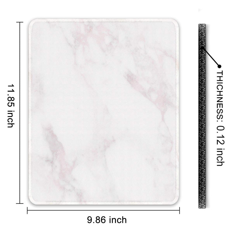 [AUSTRALIA] - Auhoahsil Mouse Pad, Square Marble Design Anti-Slip Rubber Mousepad with Stitched Edges for Office Gaming Laptop Computer PC Men Women, Pretty Custom Pattern, 11.8" x 9.8", Modern Pink White Marble
