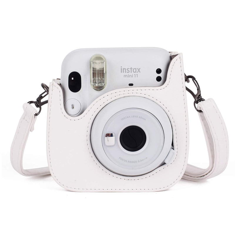  [AUSTRALIA] - Phetium Instant Camera Case Compatible with Instax Mini 11,PU Leather Bag with Pocket and Adjustable Shoulder Strap (White) White