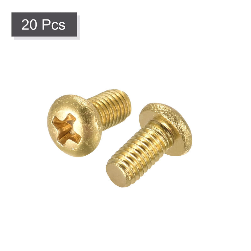  [AUSTRALIA] - uxcell Brass Machine Screws, M3x6mm Phillips Pan Head Fastener Bolts for Furniture, Office Equipment, Electronics 20Pcs