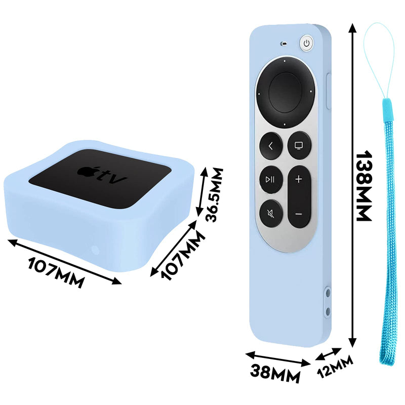 (1 Set) Seltureone Compatible for 2021 Apple TV 4K Cover with Siri Remote Cover, Silicone Protective Case Sleeves for 2021 TV HD /Siri Remote (2nd Generation), Shock Absorption Washable, Blue - LeoForward Australia