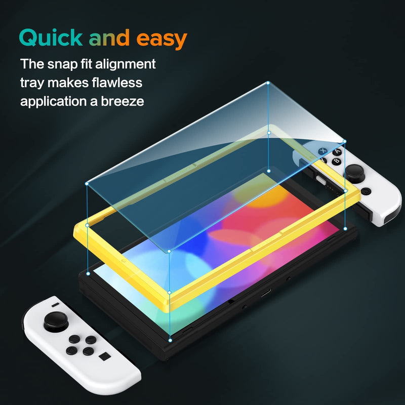  [AUSTRALIA] - [4 Pack] iVoler Tempered Glass Screen Protector Designed for Nintendo Switch OLED Model 2021 with [Alignment Frame] Transparent HD Clear Screen Protector for Nintendo Switch OLED 7'', Bubble Free