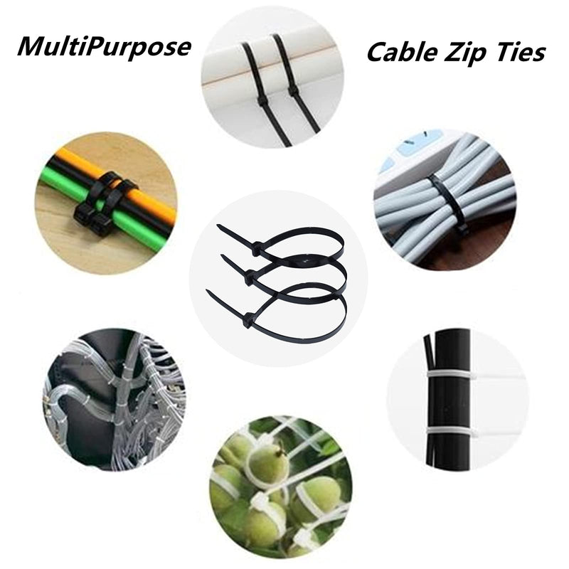  [AUSTRALIA] - 500 Pcs Zip Cord Ties Heavy Duty 4/6/8/10/12inch Self-Locking Nylon Cable Ties Set, 20Pcs Cable Ties Adhesive Mounting, Multiuseage for Wire Management, Home DIY, Office, Fixing