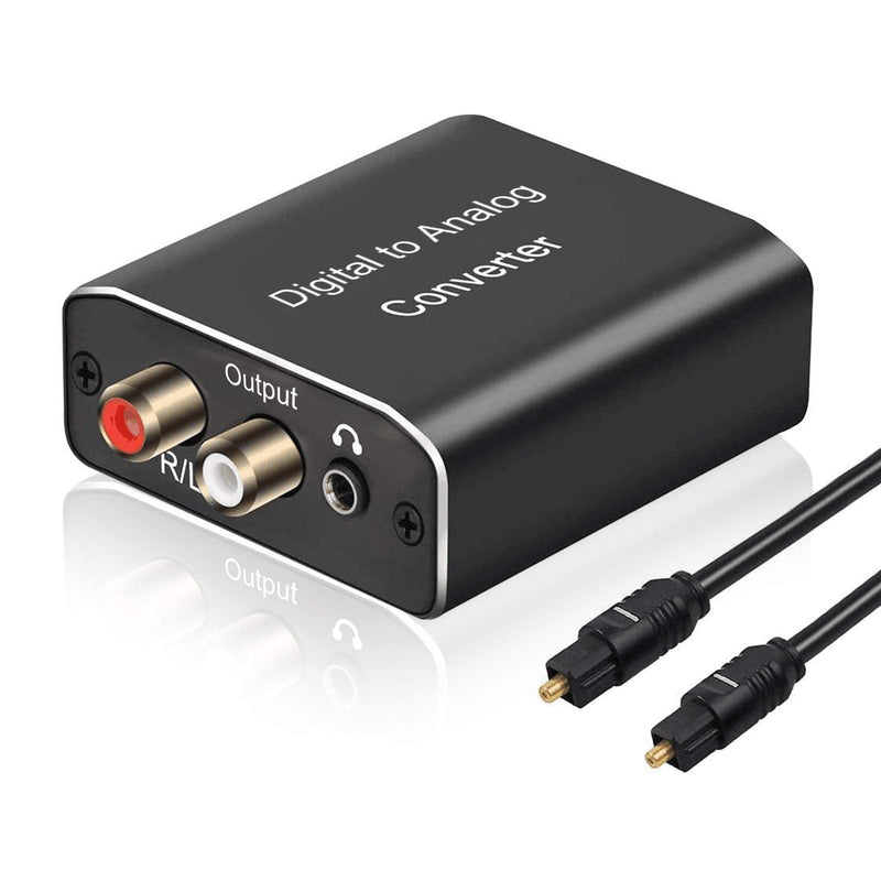  [AUSTRALIA] - Digital to Analog Audio Converter, Hdiwousp 192 kHz DAC Digital Coaxial and Optical Toslink to Analog 3.5mm Jack and RCA (L/R) Stereo Audio Adapter with Optical Cable for HDTV Home Cinema, Aluminum