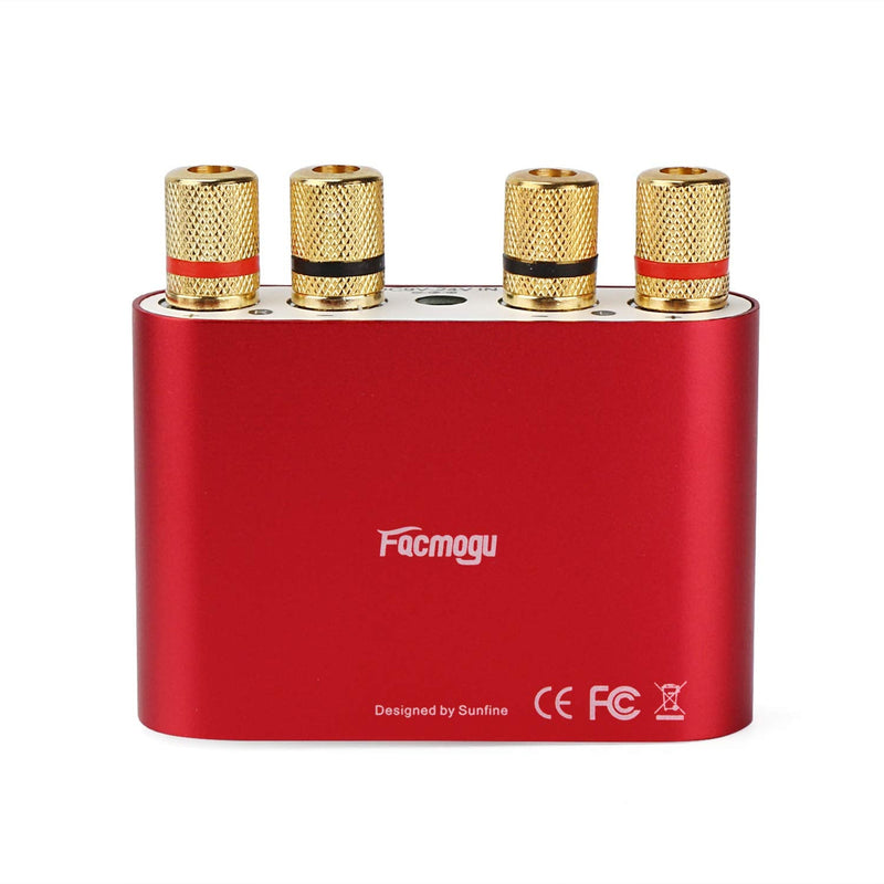  [AUSTRALIA] - Facmogu F900 Red Bluetooth Amplifier with Adapter 5A 12V DC, 50W + 50W Mini Amplifier Wireless Audio 12V DC AMP 100W 2 Channel