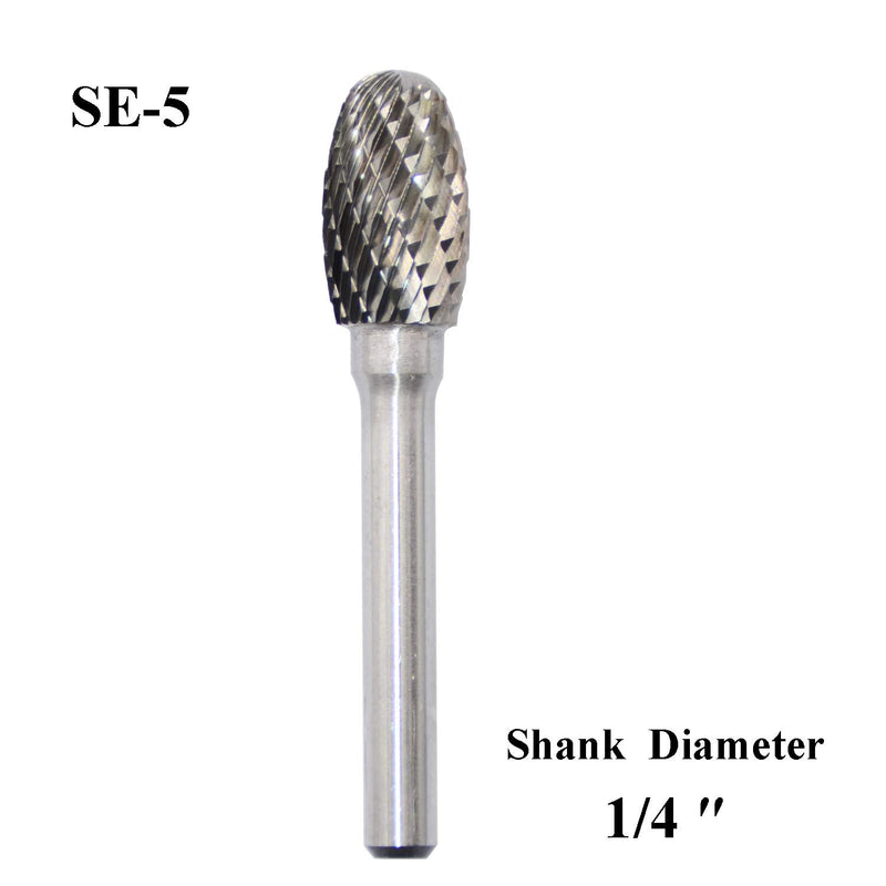 SE-5 Tungsten Carbide Burr Rotary File Oval Egg Shape Double Cut with 1/4''Shank for Die Grinder Drill Bit - LeoForward Australia