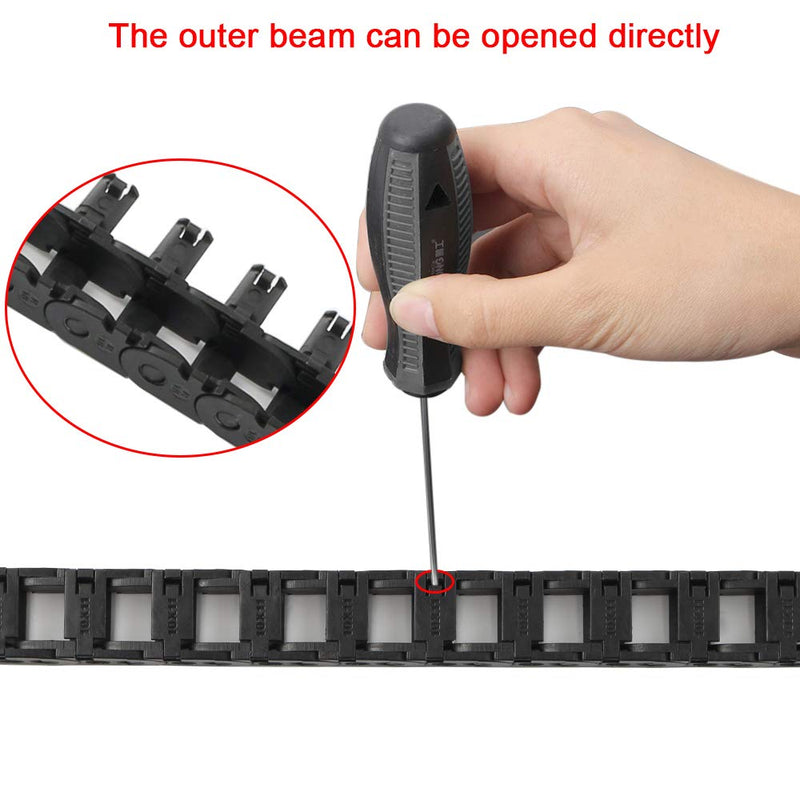  [AUSTRALIA] - BCZAMD 10X11mm 1M Black Plastic Flexible Nested Semi Closed Drag Chain Cable Wire Carrier for 3D Printer CNC Router Mill