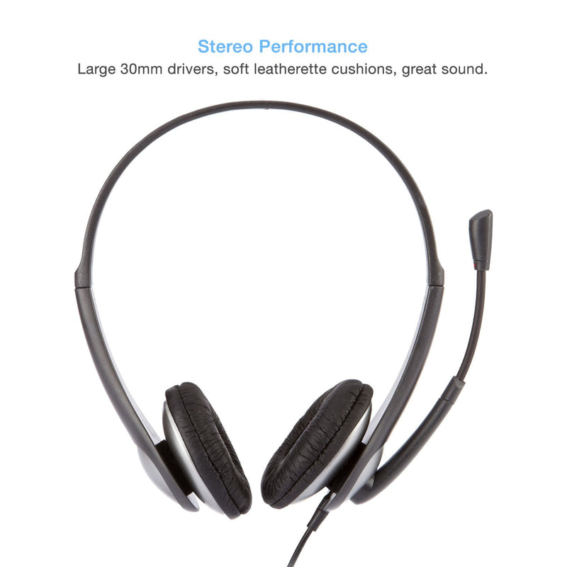  [AUSTRALIA] - Cyber Acoustics Stereo Headset, 3.5mm stereo & Y-adapter for separate Headphone & Mic Connection, K12 School Classroom and Education (AC-204)
