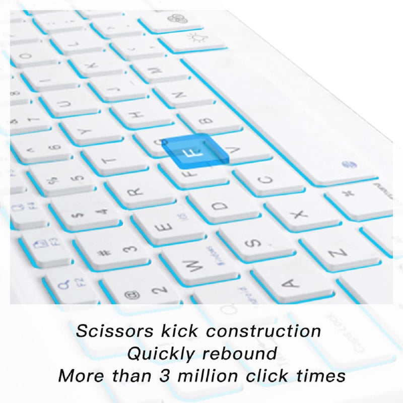  [AUSTRALIA] - XIWMIX Ultra-Slim Wireless Bluetooth Keyboard - 7 Colors Backlit Universal Rechargeable Keyboard Compatible with iPad Pro/iPad Air/iPad 9.7/iPad 10.2/iPad Mini and Other iOS Android Windows Devices 1-white backlit