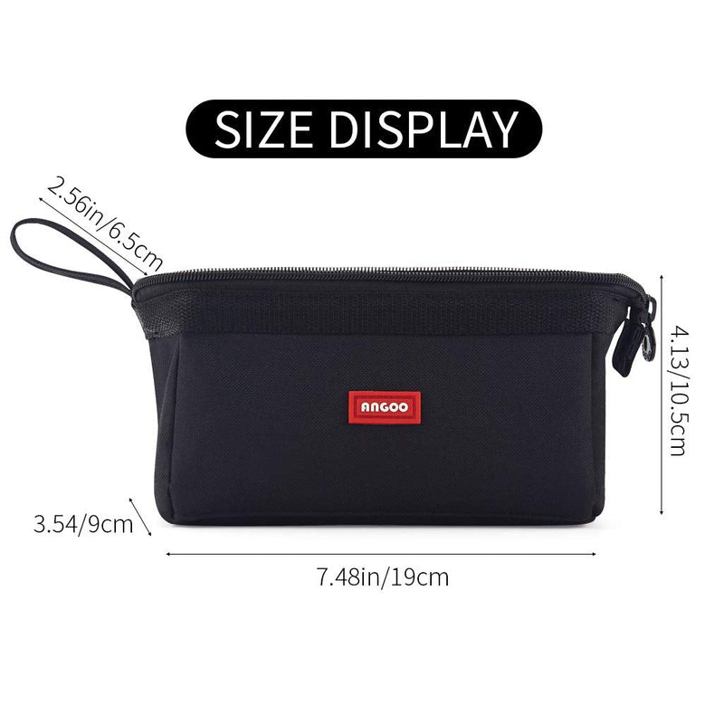  [AUSTRALIA] - CICIMELON Multifunctional Pencil Pen Marker Case Pouch Bag Holder Small Cute Capacity for High Middle Primary School Student Aesthetic Teen Girl Boy Office Men Women Nurse Adults Portable (Black) Black