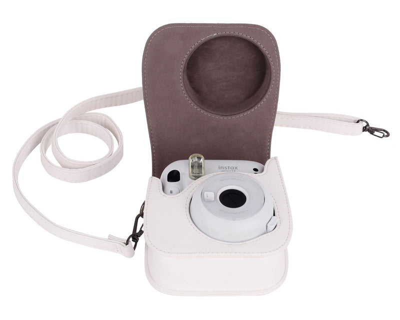  [AUSTRALIA] - Phetium Instant Camera Case Compatible with Instax Mini 11,PU Leather Bag with Pocket and Adjustable Shoulder Strap (White) White