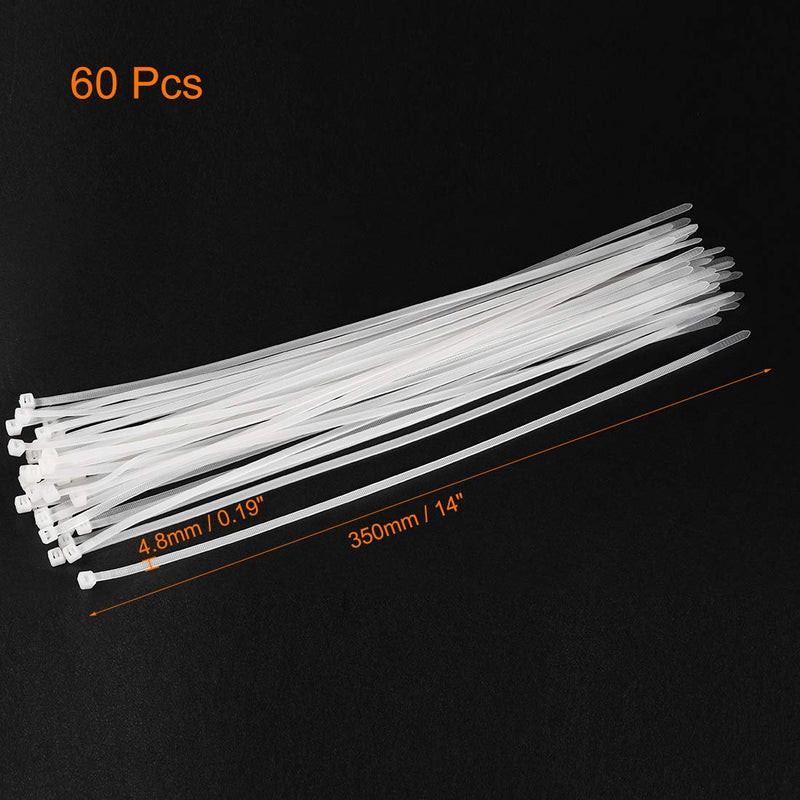  [AUSTRALIA] - uxcell Cable Zip Ties 350mmx4.8mm Self-Locking Nylon Tie Wraps White 60pcs