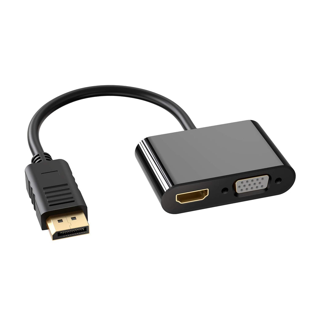  [AUSTRALIA] - DisplayPort to HDMI VGA Adapter, DP Display Port to VGA HDMI Splitter Converter Compatible with Lenovo, HP, DELL, GPU, AMD, NVIDIA and More DP to HDMI VGA