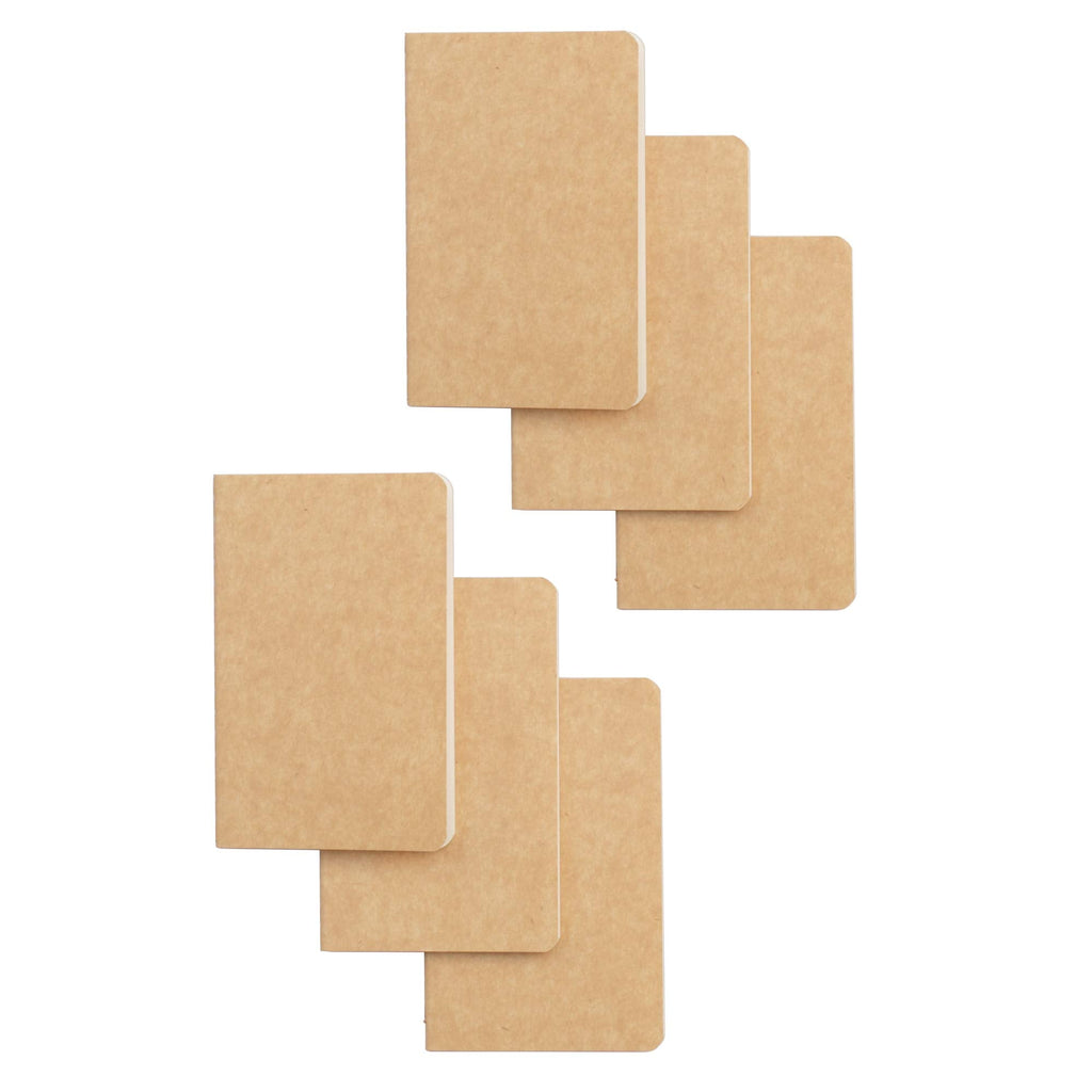  [AUSTRALIA] - Pocket Notebook, 6 Pack Softcover Mini Notebooks 3.5" x 5.5" Kraft Brown Notebook Small Memo Notepad for Men Women Kids Traveler Author, 30 Sheets,60 Blank Pages Plain