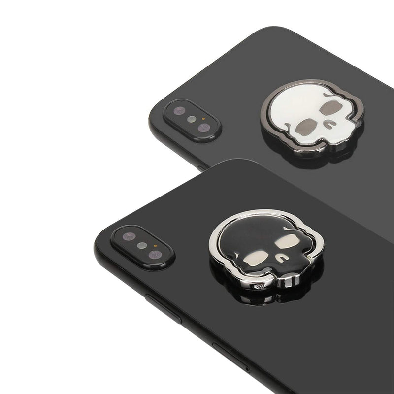  [AUSTRALIA] - homEdge Cell Phone Skull Ring Grip, Set of 4 Packs 360° Adjustable Finger Ring Holder, Suitable for Magnetic Car Mount Kickstand for Cell Phone-Black and White