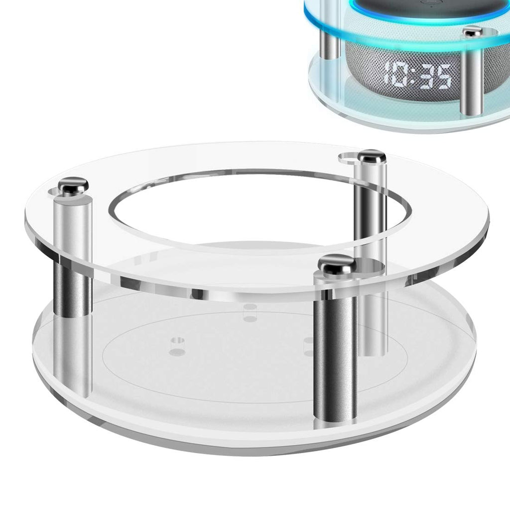  [AUSTRALIA] - Geekria Acrylic Clear Case Compatible with 2019 All-New Echo Dot (3rd Gen) Smart Speaker with Clock, Ceiling Wall Mount Speaker Stand Stable Guard Holder (Clear Round) White Round