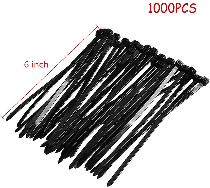  [AUSTRALIA] - Self Locking Wire Cable Zip,1000 Pcs Tie Fasten Wrap 6 Inch Nylon Zip Tie By Magicorange (3X150mm, Black) 3X150mm