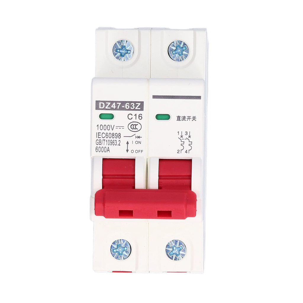  [AUSTRALIA] - 2P DC circuit breaker 1000V mini circuit breaker DC circuit breaker DIN rail mounting for solar photovoltaic systems DZ47-63Z (16A) 16A