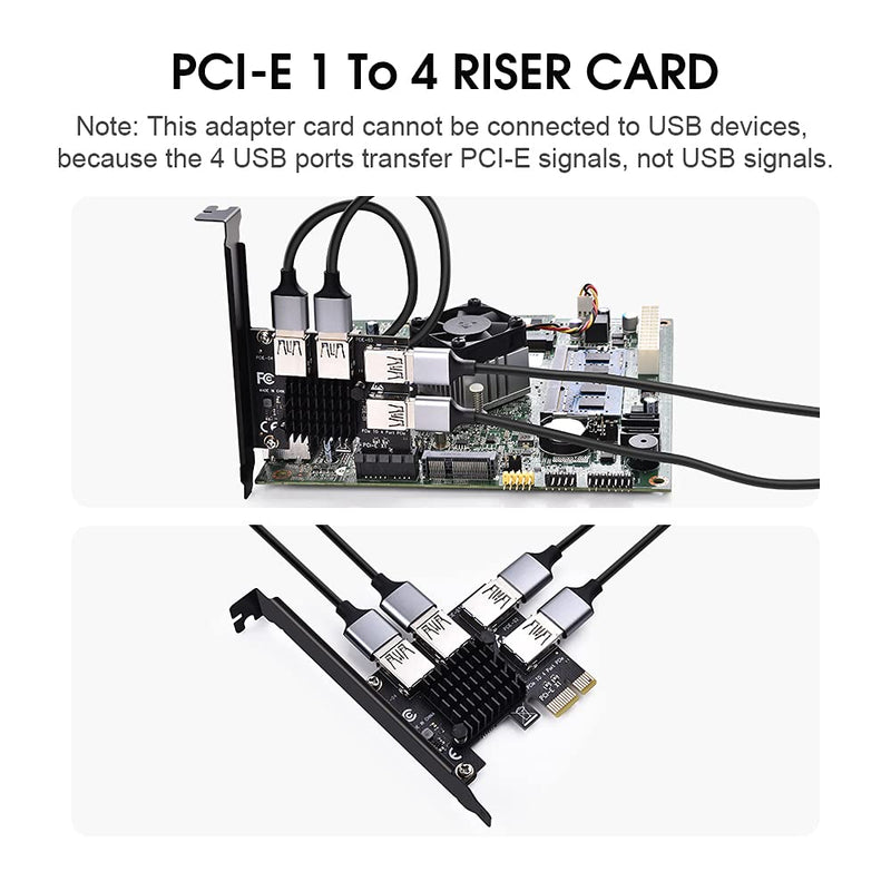  [AUSTRALIA] - ELUTENG PCIE 1 to 4 Ports PCI Express 16X Slots Riser Card USB 3.0 PCI-E Adapter Board Multiplier Port GPU Extender Miner Riser Card for BTC Bitcoin Miner Mining