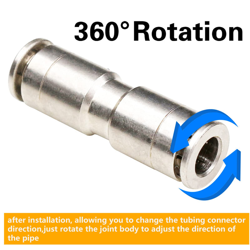  [AUSTRALIA] - 1/4 Union Straight Push to connect fittings Stainless Steel Pneumatic Push Connectors,CEKER 1/4" x 1/4" OD Tube Quick Connect Fittings Air Line Fittings for 1/4 inch Tube 2Pack