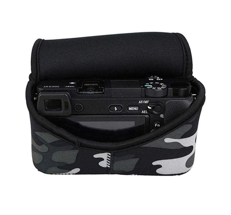  [AUSTRALIA] - JJC Camouflage Ultra Light Neoprene Camera Case for Sony a6600 a6500 a6400 a6300 a6100 a6000 a5100 +18-55mm/E 50mm F1.8 Lens, Pouch Bag for Fuji X-T30 X-T20 X-T10 +16-50mm, Canon SX530 SX540 G3X