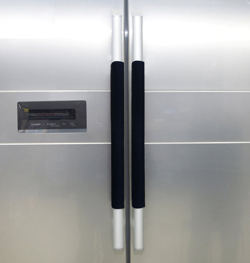 WOMACO Linen Refrigerator Door Handle Cover Antiskid Protector for Handles of Fridge Oven Microwave to Keep Off Fingerprints,Liquid,Oil Stain,Food Spot and Impact, 1 Pair (Black) 16(L)x4.5(W) Black(linen) - LeoForward Australia