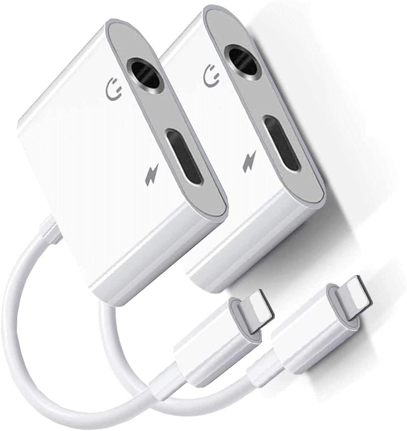  [AUSTRALIA] - [Apple MFi Certified] 2 Pack Headphone Adapter for iPhone, iPhone Adapter for Headphone Jack and Charger 2 in 1 Lightning to 3.5mm AUX Audio + Charger Splitter for iPhone 14/13/12/11/XS/XR/X 8 7/iPad 3.5mm Audio + Lightning Charge