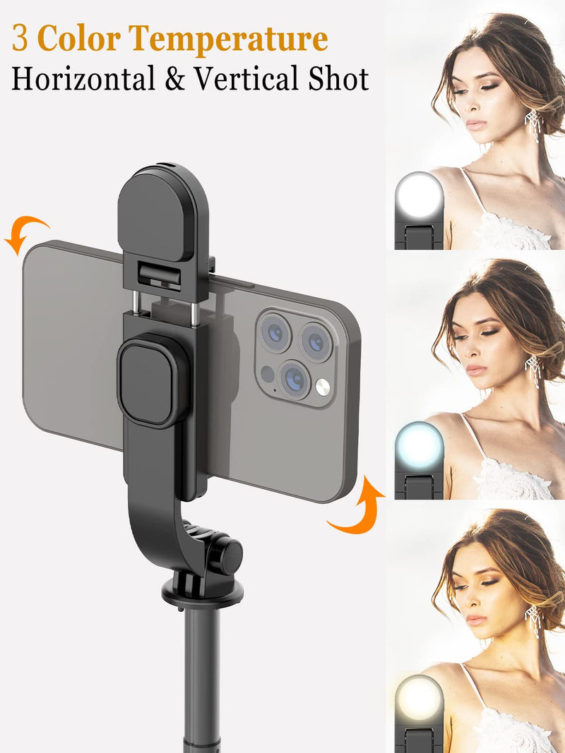  [AUSTRALIA] - 55'' Selfie Stick Tripod with Wireless Remote, Extendable Cell Phone Tripod, Travel Tripod with LED Fill Light, for iPhone 14 13 12 pro Xs Max Xr X 8Plus 7, Android, Samsung Galaxy S22 S21 and More Black