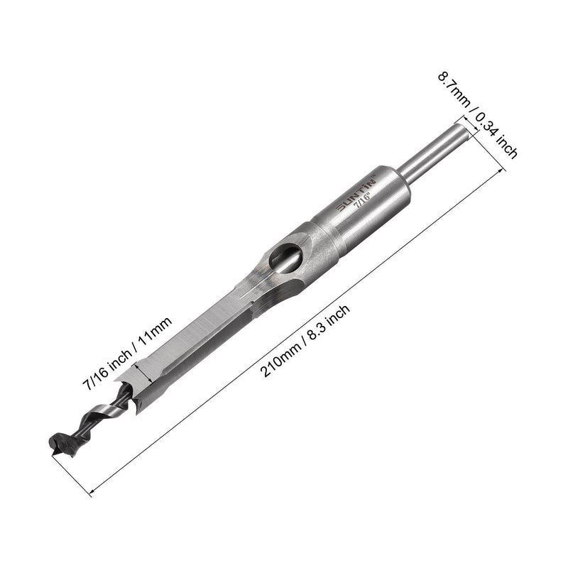  [AUSTRALIA] - uxcell Square Hole Drill Bits for Wood 7/16" x 210mm Mortising Chisel Bit Auger Spur Cutter Tool for Woodworking Carpentry Drilling Tool