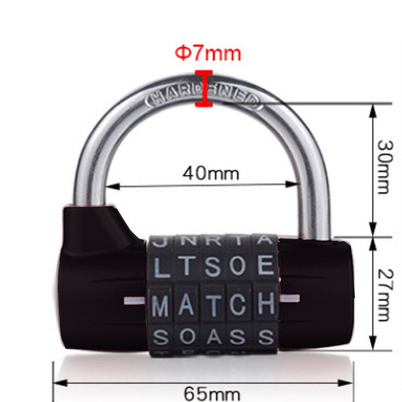  [AUSTRALIA] - WANLIAN 5-Dial Combination Padlock, Black 5 Letters Lock Code Lock Large Gym Cabinet Locker Room Prop Padlock Wordlock PL-004-BK 5-Dial Combination Padlock, Black