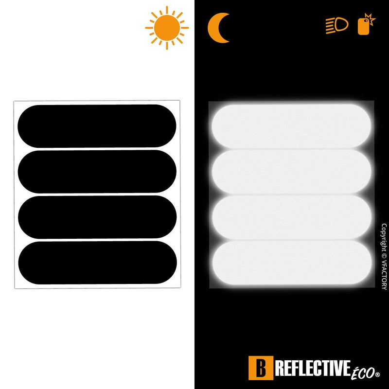  [AUSTRALIA] - B REFLECTIVE. (2 Pack) 4 retro reflective stickers kit. Night visibility safety. Adhesive for motorbike Helmet/Scooter/Bike/Stroller/Buggy/Toys. 8.50 x 2.30 cm. Black