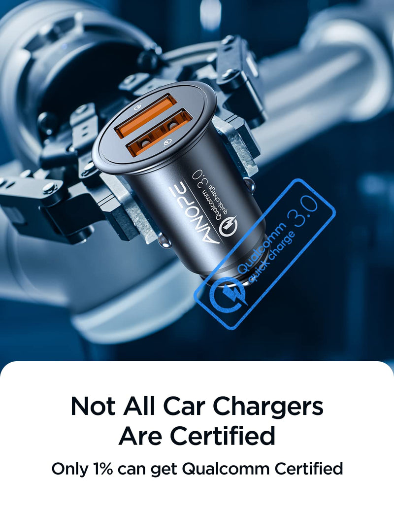  [AUSTRALIA] - Fast USB Car Charger Fast Charge AINOPE Car Charger Adapter 36W All Metal Cigarette Lighter USB Charger Quick Charge Compatible with iPhone 14/13/12/11pro/x/8/Samsung S22/S22+/Ultra/S21/Note 9/S10/S9 Black